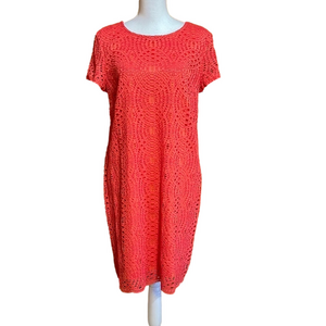 Chico’s Tangerine Eyelet Shift Dress - EUC